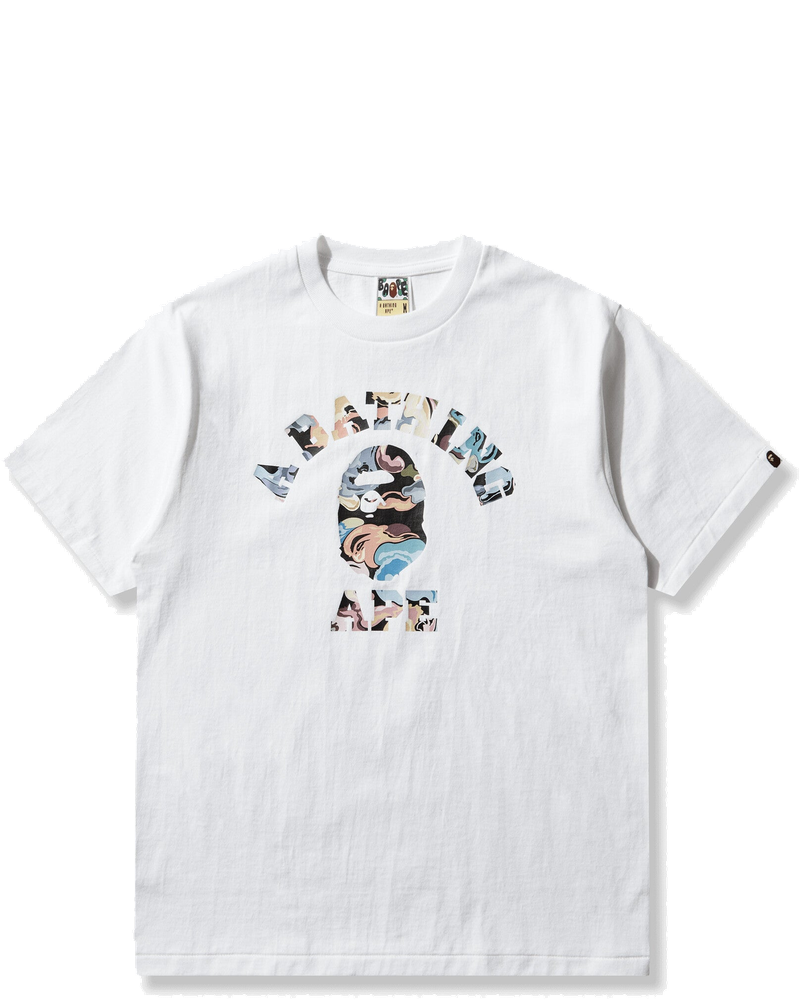 Mens Art Camo College T-Shirt White A bathing ape – Гарантія оригінальності