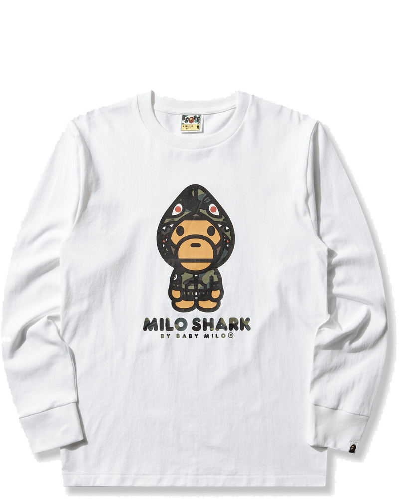 Оригінальна Mens 1st Camo Milo Shark Fzh Longsleeve T-Shirt White A bathing ape