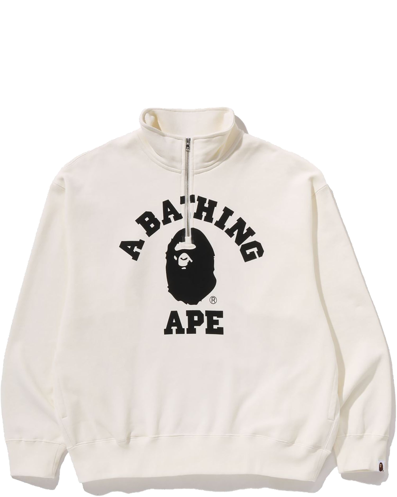 College Half Zip Relaxed Fit Crewneck Sweatshirt Mens A bathing ape оригінал – Купити в Україні