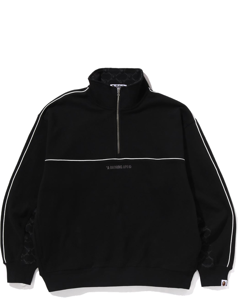 Оригінальна College Monogram Logo Half Zip Relax Fit Crewneck Sweatshirt Mens A bathing ape