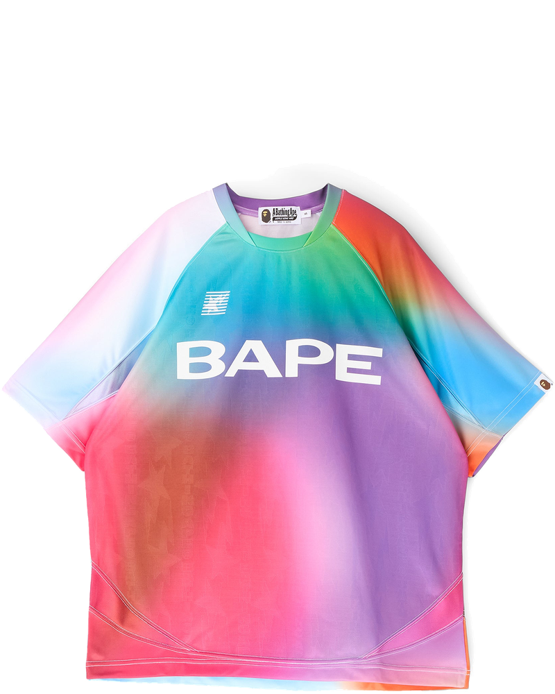 Оригінальна Tie Dye Sta Stripe Pattern Relaxed Fit Football Jersey Tee M A bathing ape