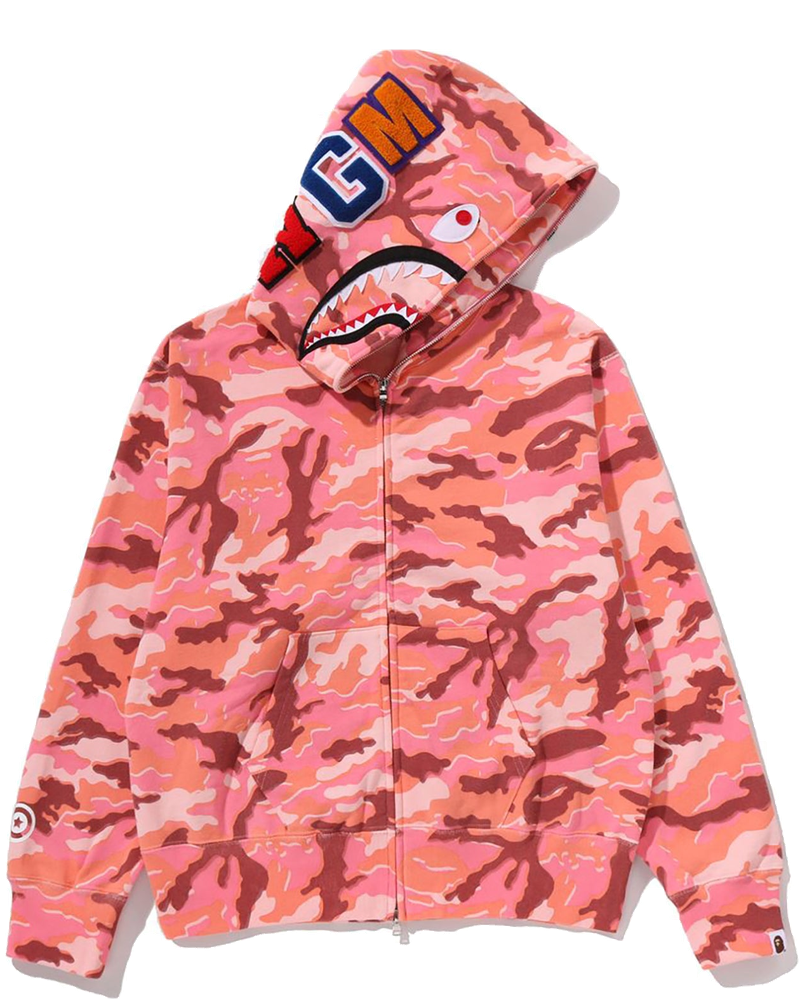 Glitch Woodland Camo Shark Full Zip Hoodie Ladies A bathing ape оригінал – Купити в Україні
