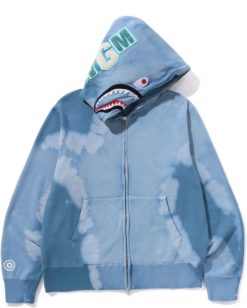 Оригінальна Hand Dye Shark Full Zip Hoodie Mens A bathing ape