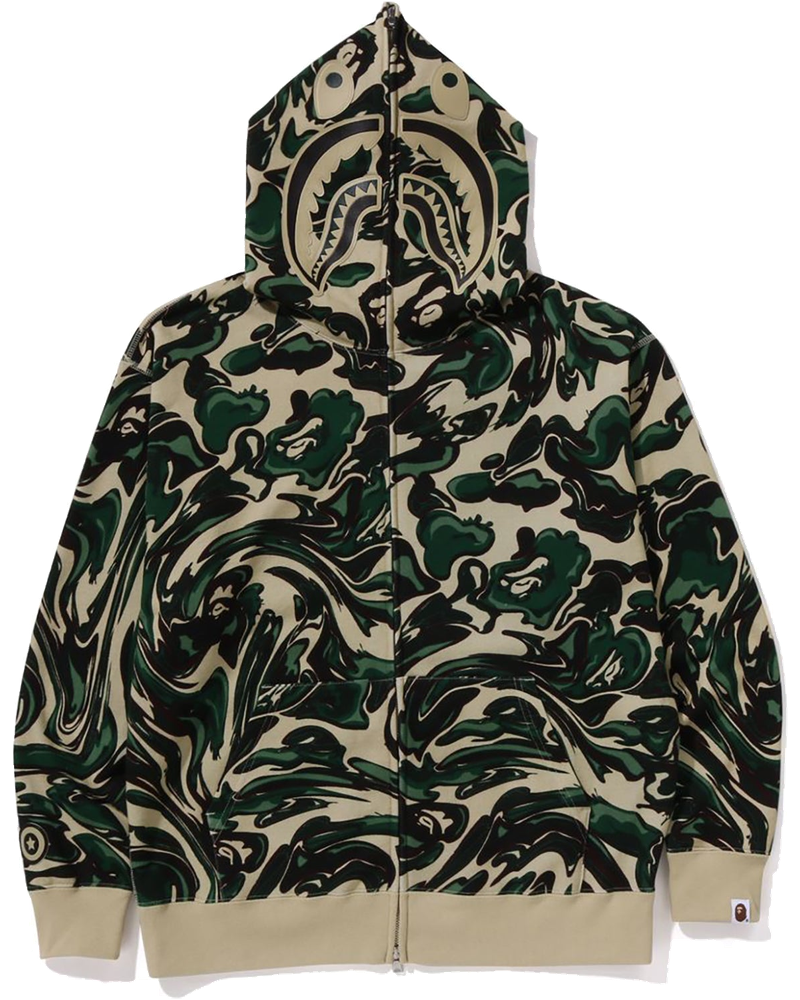 Оригінальна Marbling Camo Shark Relaxed Fit Full Zip Hoodie Mens A bathing ape