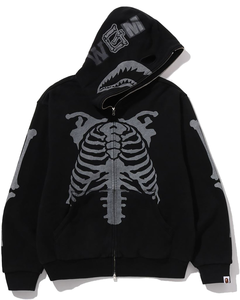 Skeleton Shark Heavy Washed Cropped Fit Full Zip Hoodie Mens A bathing ape оригінал – Купити в Україні