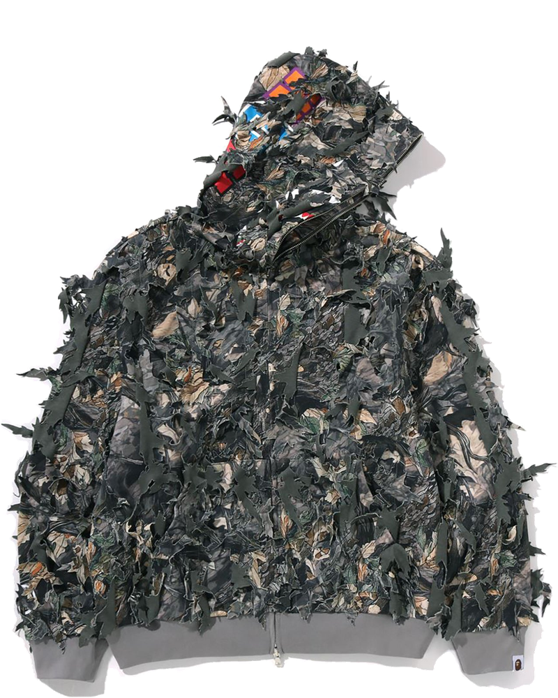 Tree Edge Camo Laser Cut Cropped Shark Full Zip Hoodie Ladies A bathing ape – Гарантія оригінальності