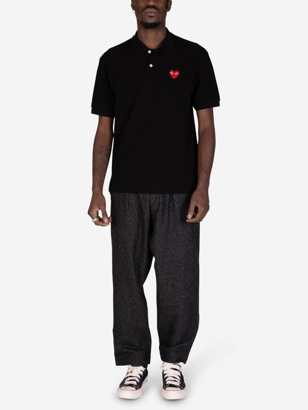 Cdg Red Play Black Polo Shirt Comme des garcons – Гарантія оригінальності – вид ззаду