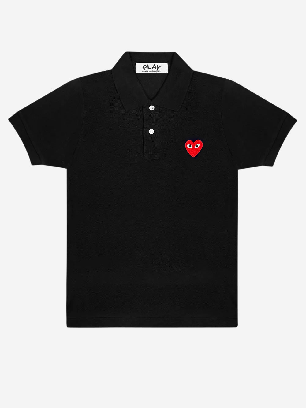 Cdg Red Play Black Polo Shirt Comme des garcons – Гарантія оригінальності – боковий вид