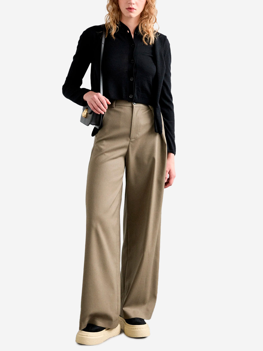 Оригінальна W Beige Wool Blend Wide Leg Pants Maison margiela – вид ззаду