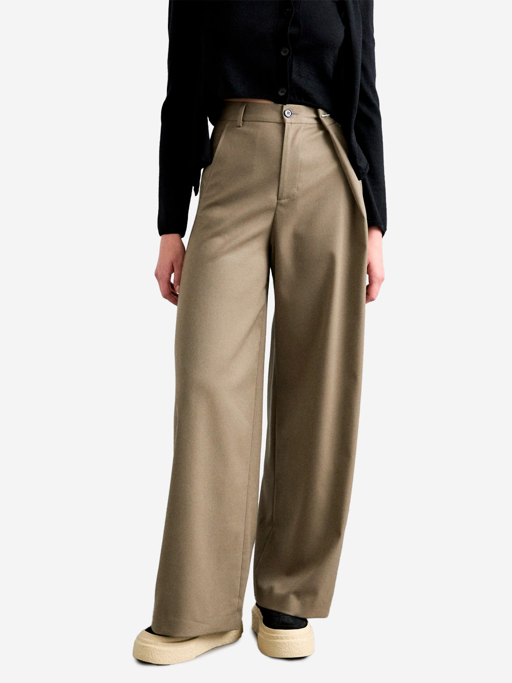 Оригінальна W Beige Wool Blend Wide Leg Pants Maison margiela – детальний вид