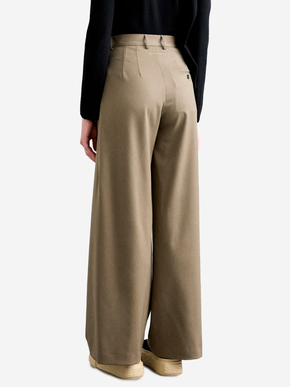Оригінальна W Beige Wool Blend Wide Leg Pants Maison margiela – збільшений вид