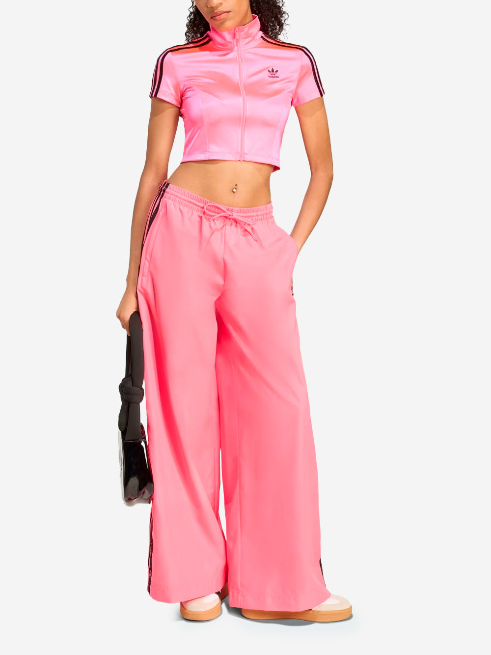 Pink Firebird Oversize Sports Pants With Black Stripes Adidas – Гарантія оригінальності – вид ззаду