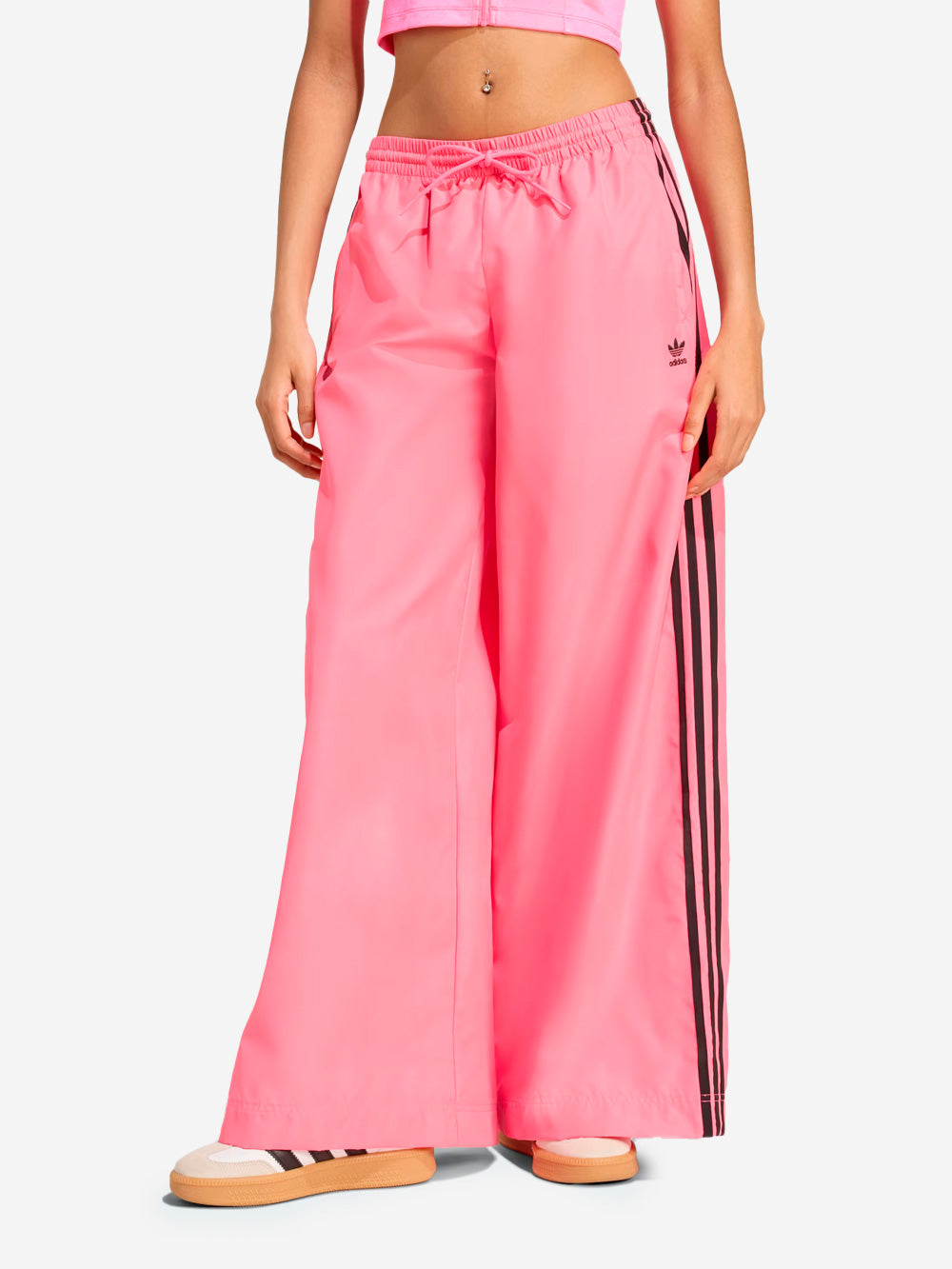 Pink Firebird Oversize Sports Pants With Black Stripes Adidas – Гарантія оригінальності – детальний вид