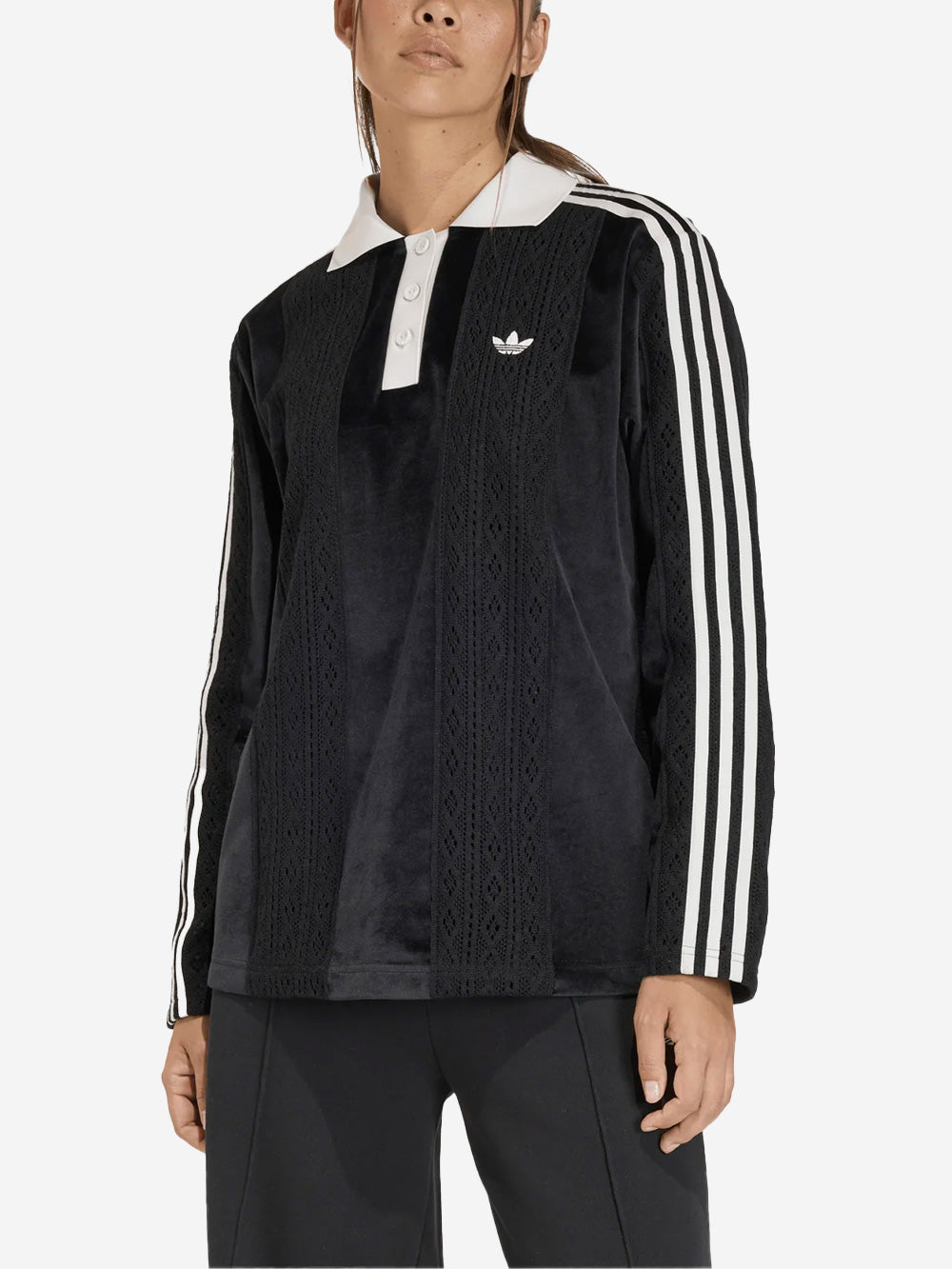 Оригінальна Black Winterised Long-Sleeved Crochet-Blend Soccer Jersey Adidas – детальний вид