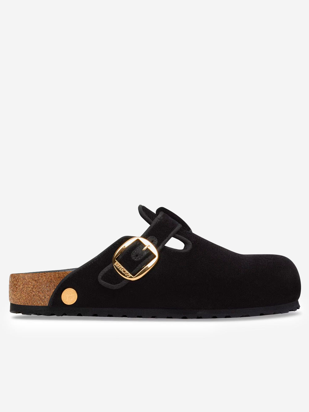 Оригінальна Boston Big Buckle Piping Rivet Logo In Black Velvet Birkenstock – боковий вид