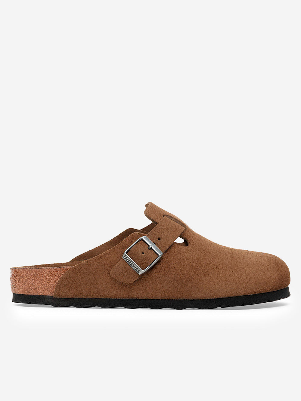 Оригінальна Boston Soft Suede Footbed Brown Birkenstock – боковий вид