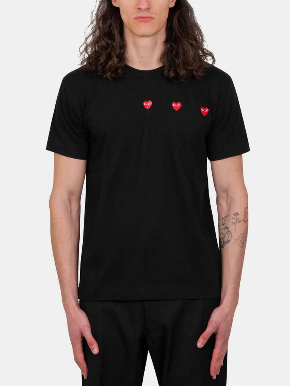 Black Multi Heart T-Shirt Comme des garcons оригінал – Купити в Україні – вид ззаду
