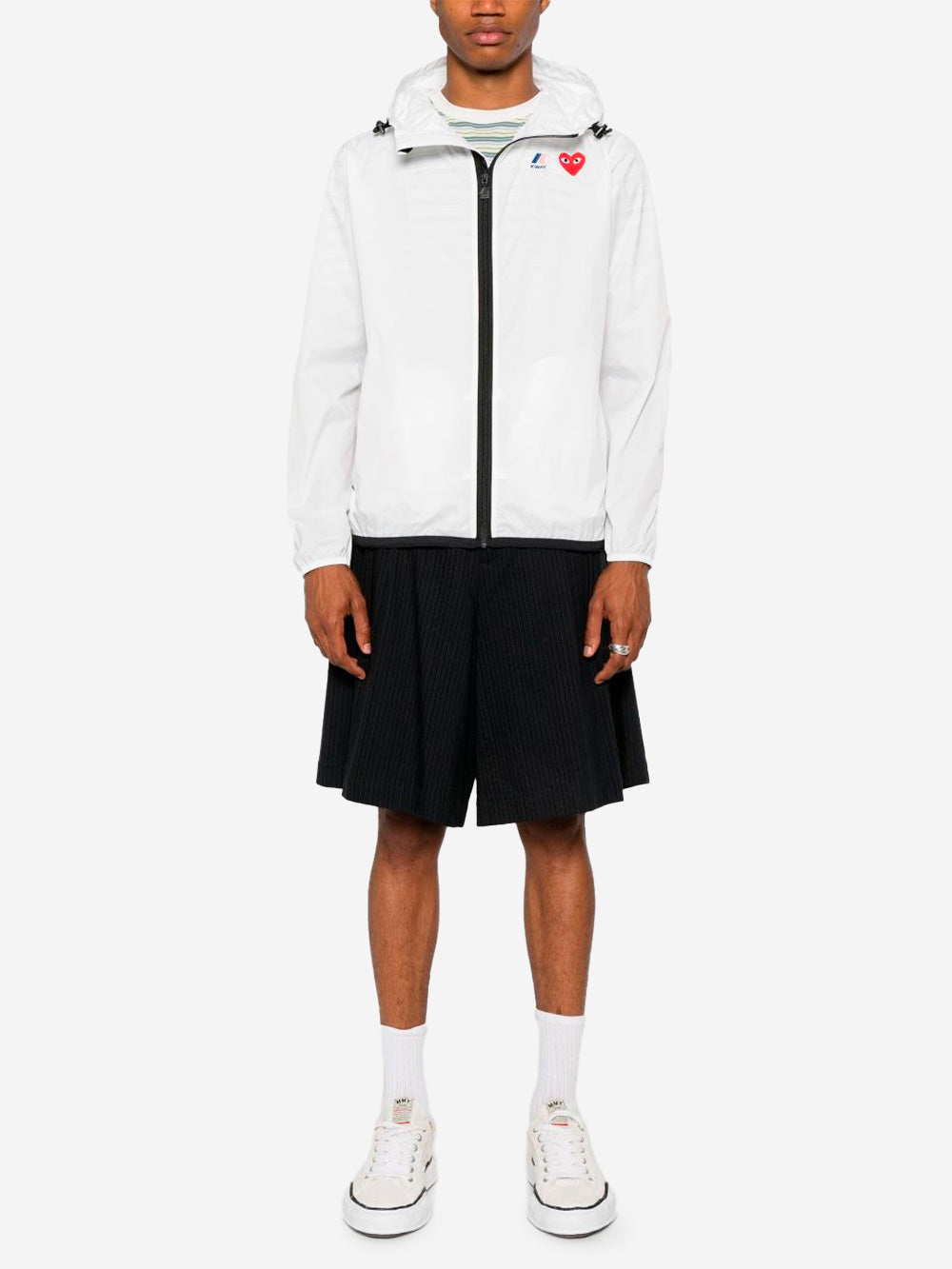 Packable Full Zipper Jacket White X K-Way Comme des garcons – Гарантія оригінальності – вид ззаду