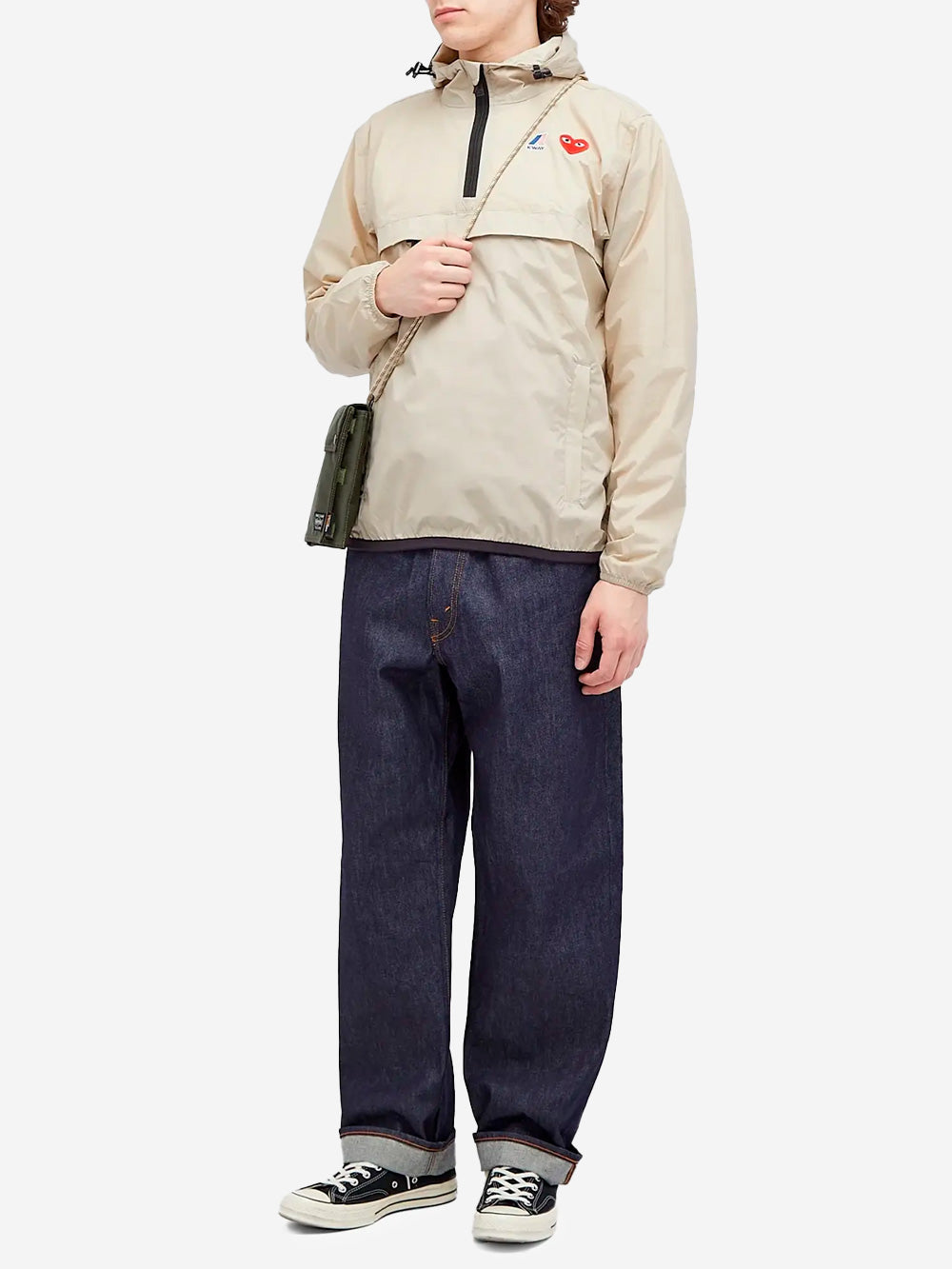 Оригінальна Beige Packable Half Zipper Jacket X K-Way Comme des garcons – вид ззаду
