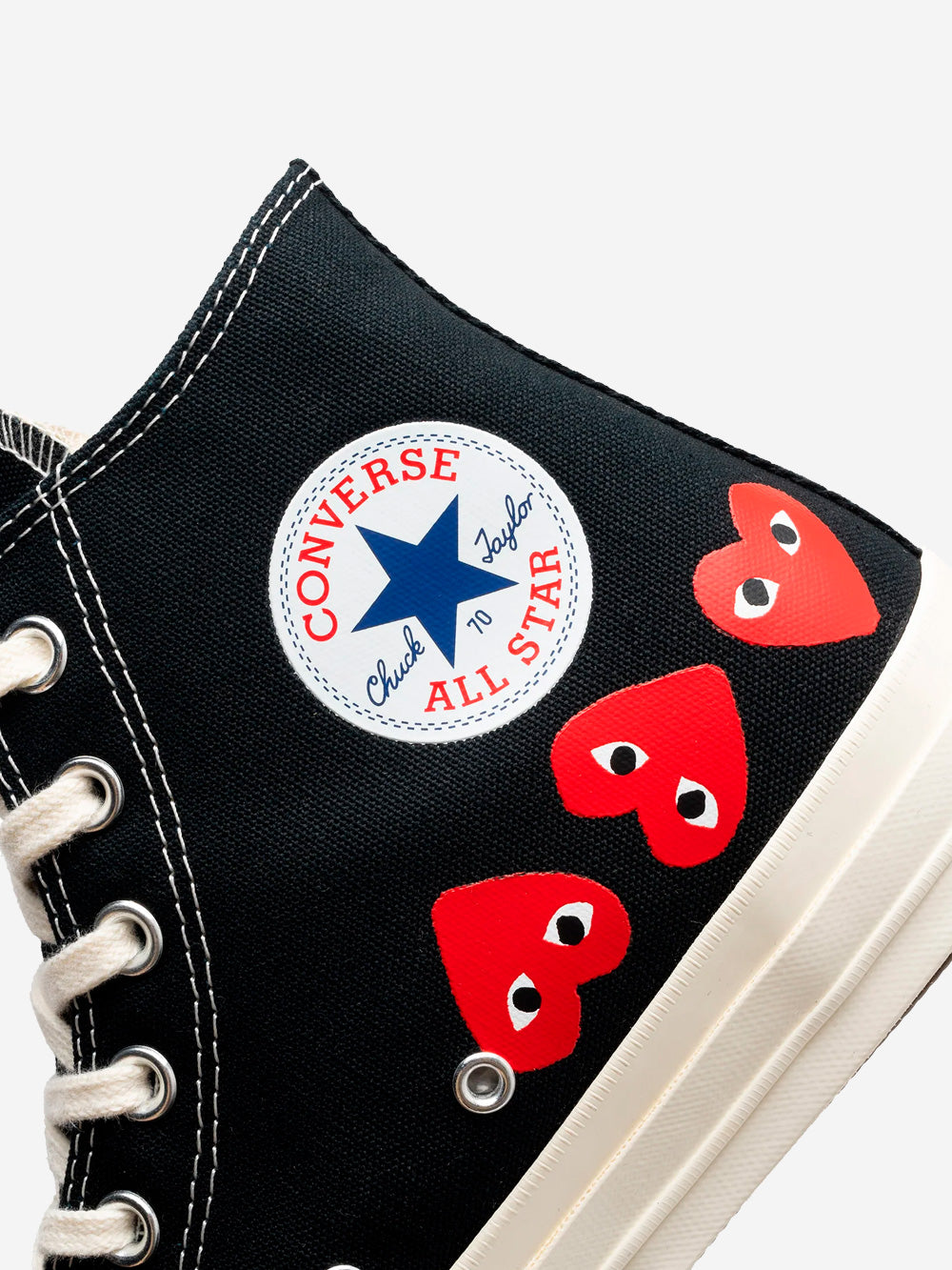 Оригінальна Chuck 70 Hi Black Multi Heart High X Cdg Comme des garcons – детальний вид