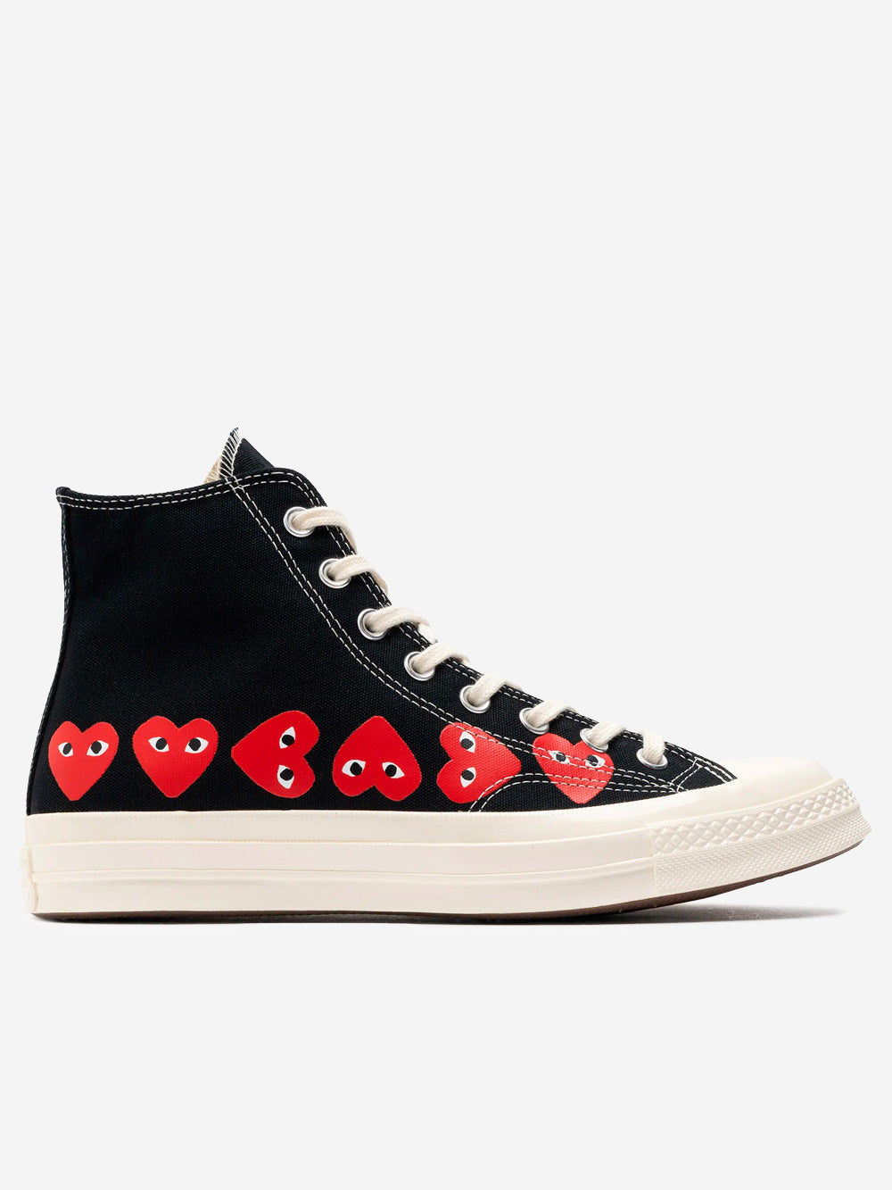 Оригінальна Chuck 70 Hi Black Multi Heart High X Cdg Comme des garcons – боковий вид