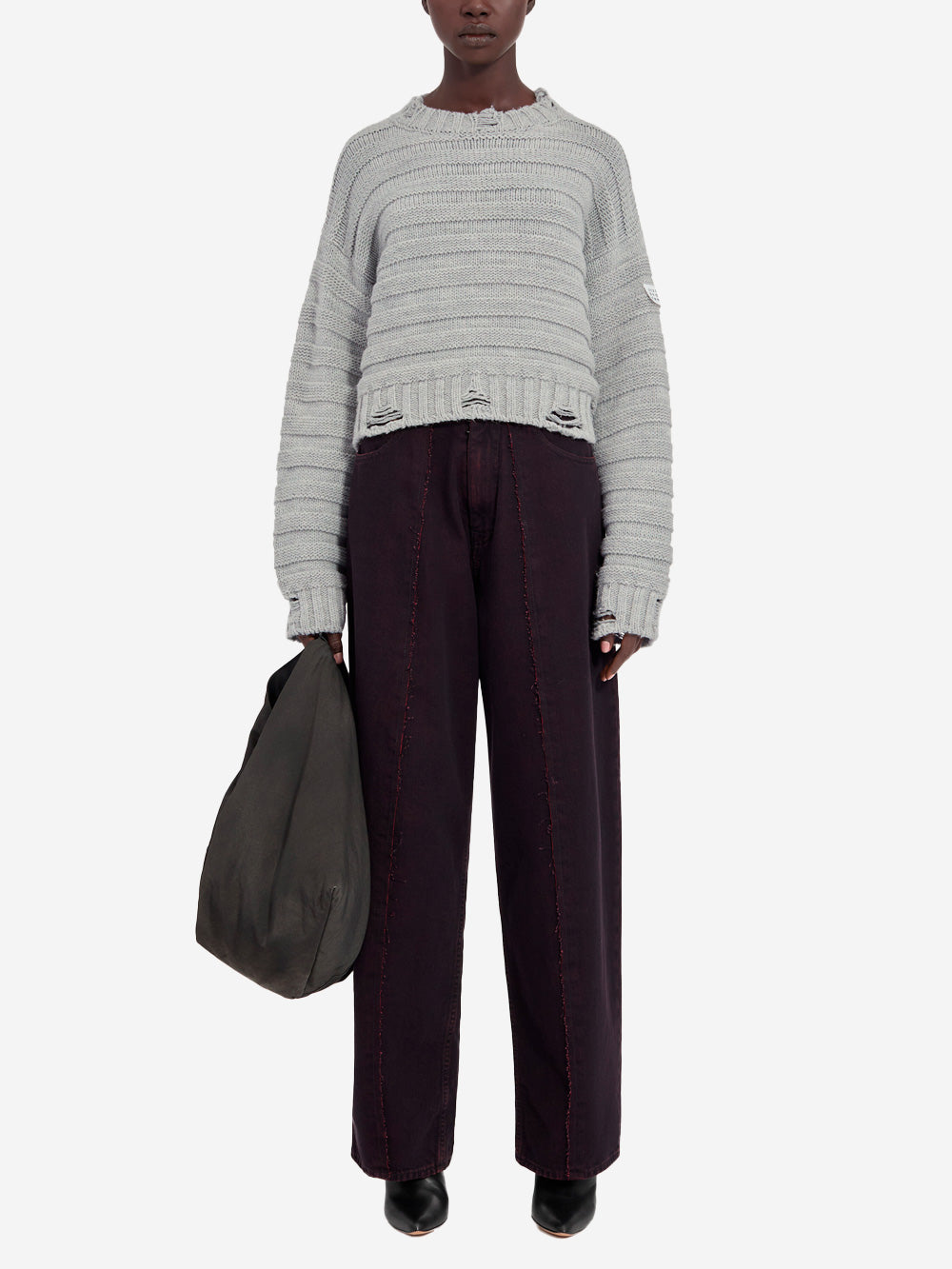 Wool Blend Distressed Cropped Pullover Maison margiela – Гарантія оригінальності – вид ззаду