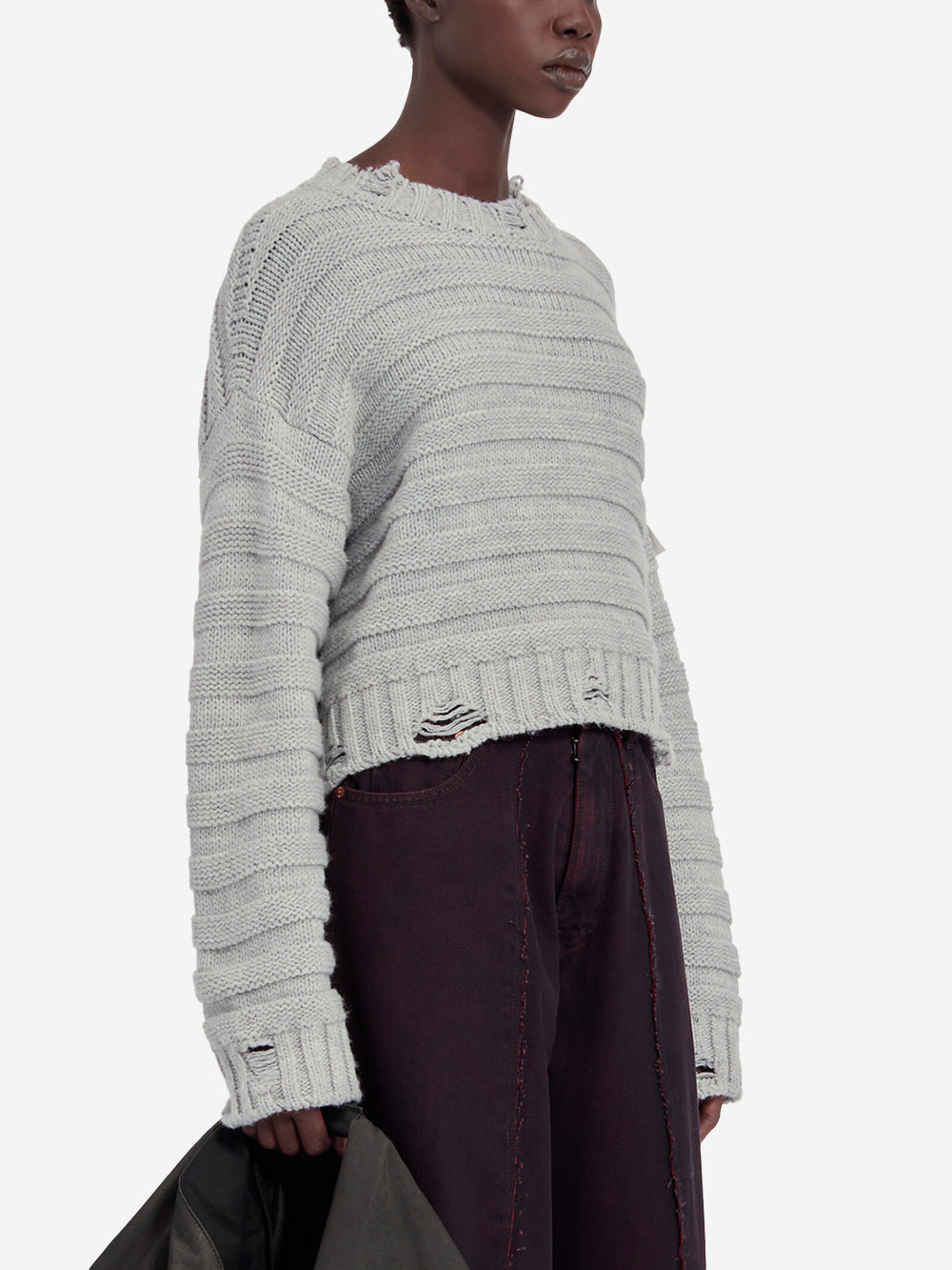 Wool Blend Distressed Cropped Pullover Maison margiela – Гарантія оригінальності – детальний вид