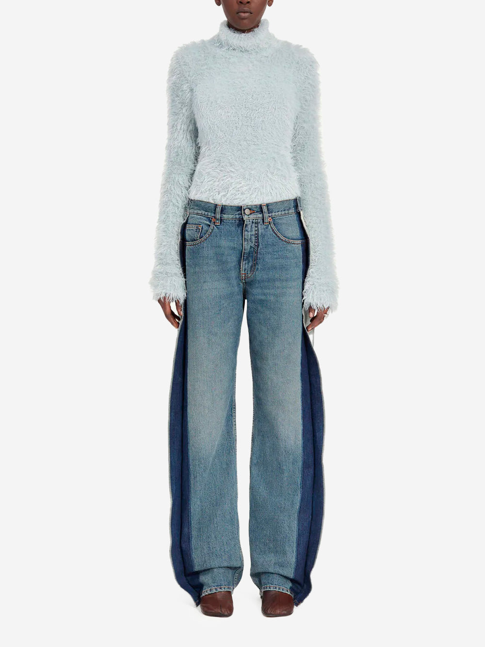 Оригінальна Deconstructed Straight-Leg Jeans With Panels And Numeric Logo Maison margiela – вид ззаду