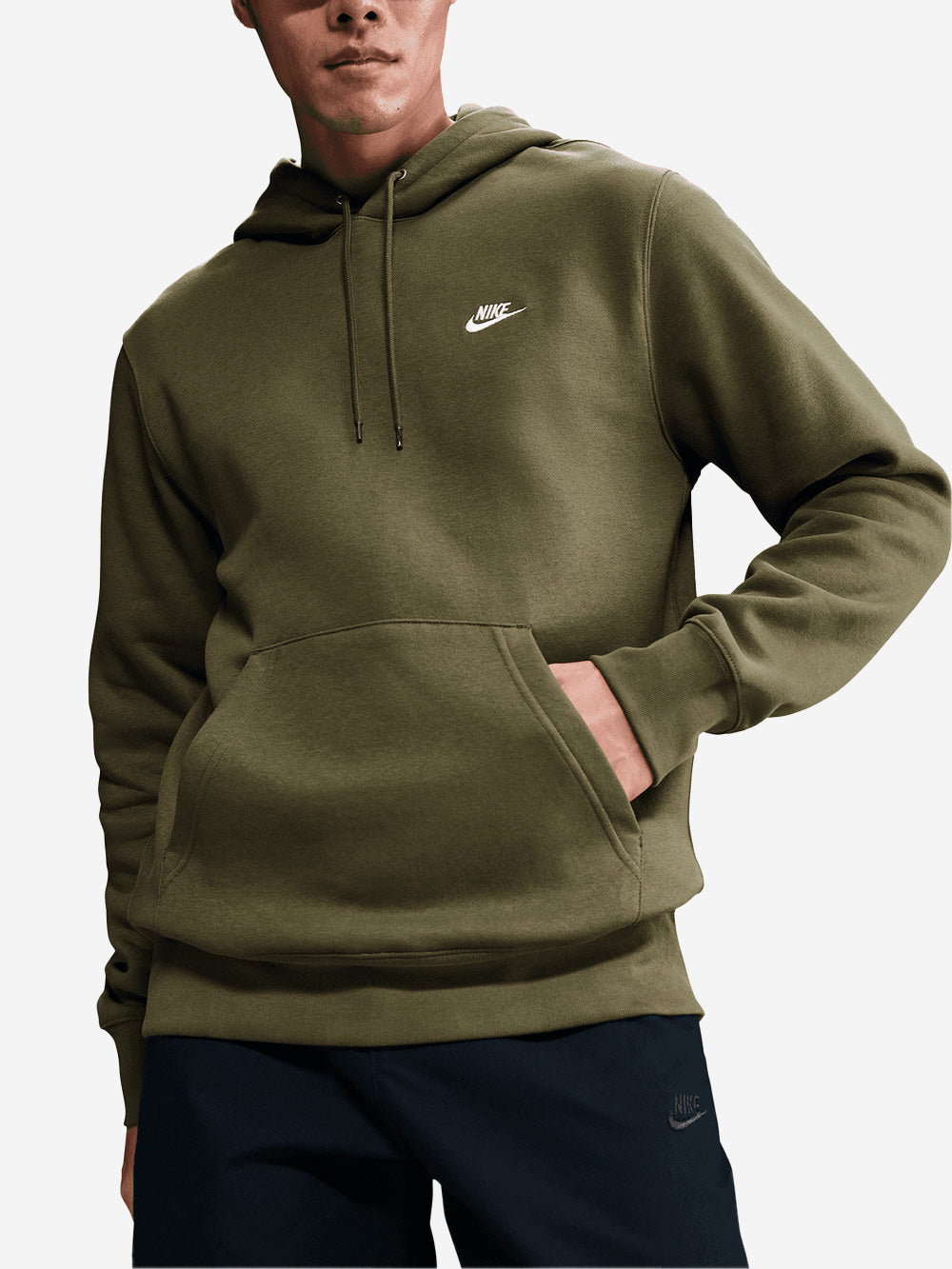 Olive Green Pullover Sweatshirt With Hood And Swoosh Nike – Гарантія оригінальності – детальний вид