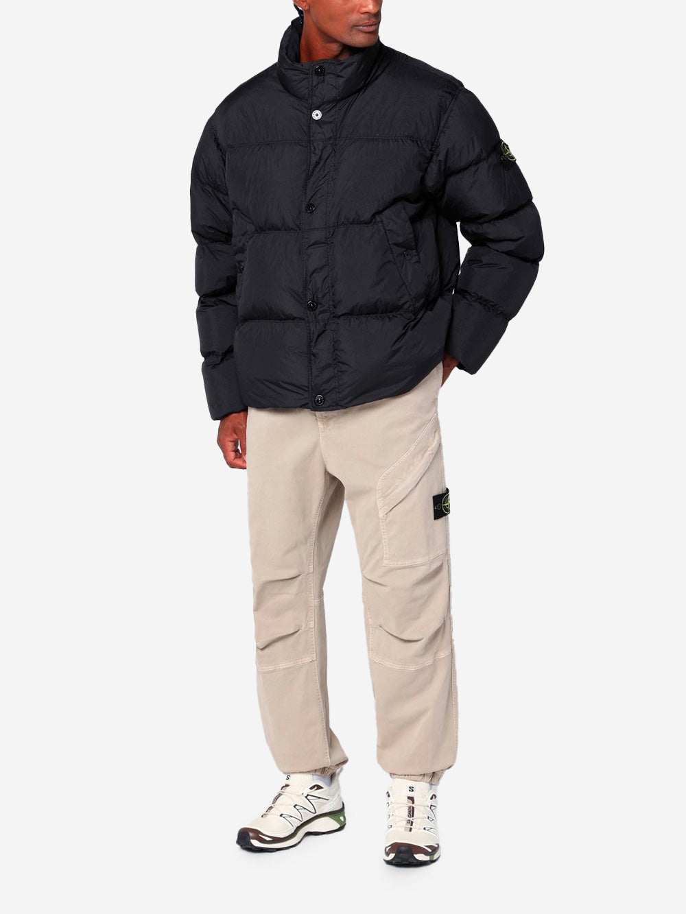 Beige Loose-Fitting Pants With Elastic And Badge Stone island – Гарантія оригінальності – вид ззаду