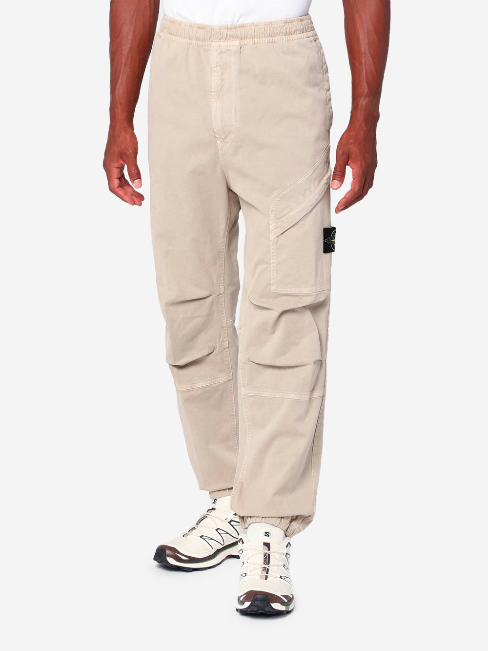 Beige Loose-Fitting Pants With Elastic And Badge Stone island – Гарантія оригінальності – детальний вид