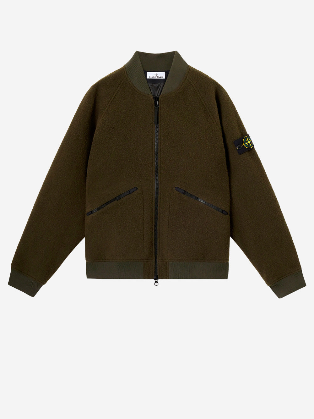 Wool-Blend Bomber Jacket With Anti-Drip Features Stone island оригінал – Купити в Україні – боковий вид