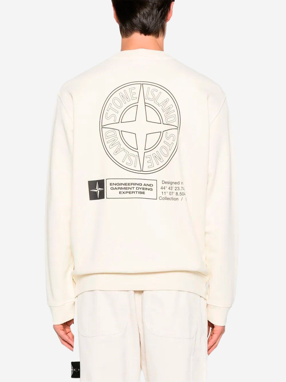 Оригінальна Cream Crewneck Oversized Sweatshirt With Industrial Four Print Stone island – детальний вид