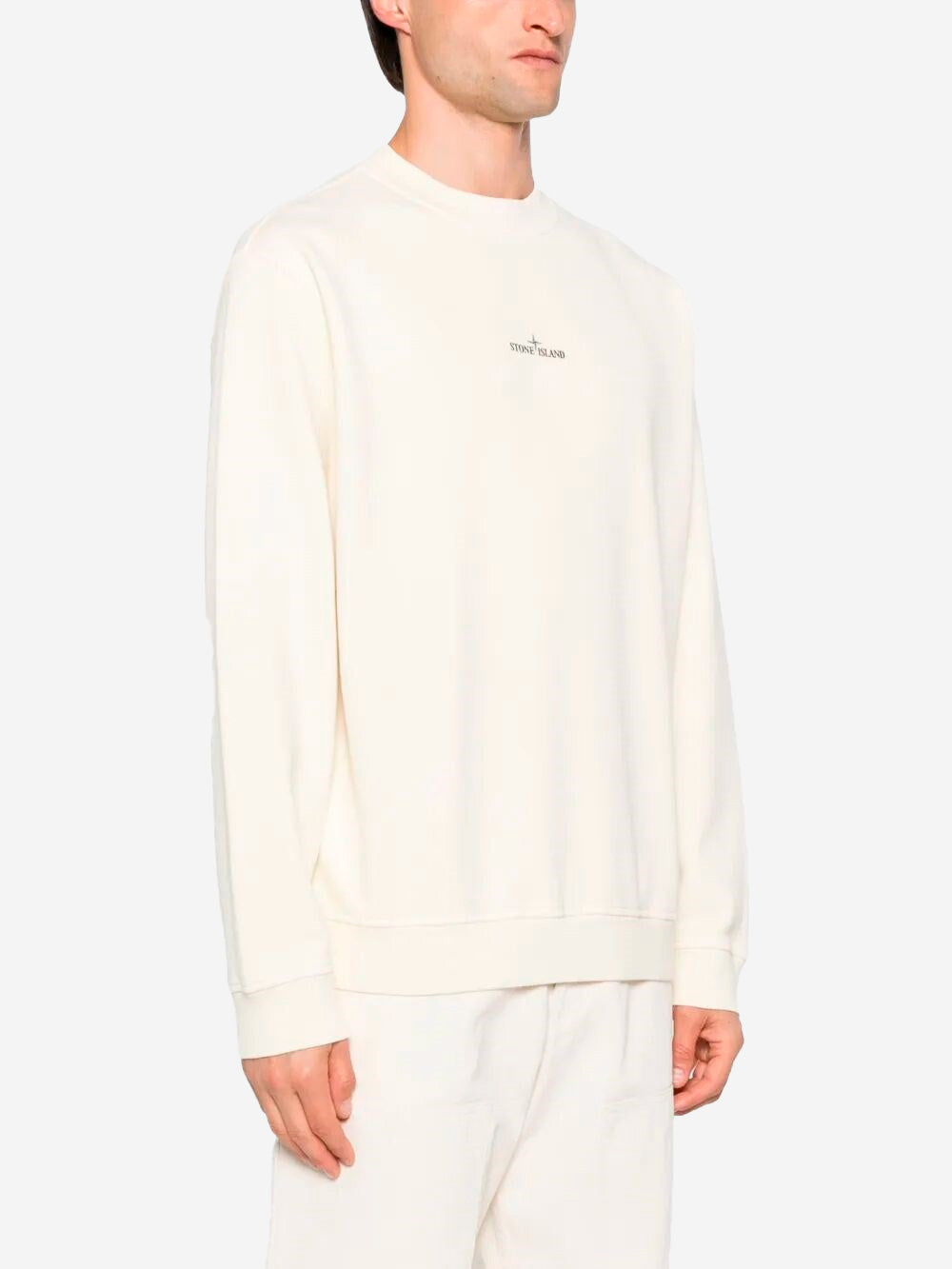 Оригінальна Cream Crewneck Oversized Sweatshirt With Industrial Four Print Stone island – збільшений вид