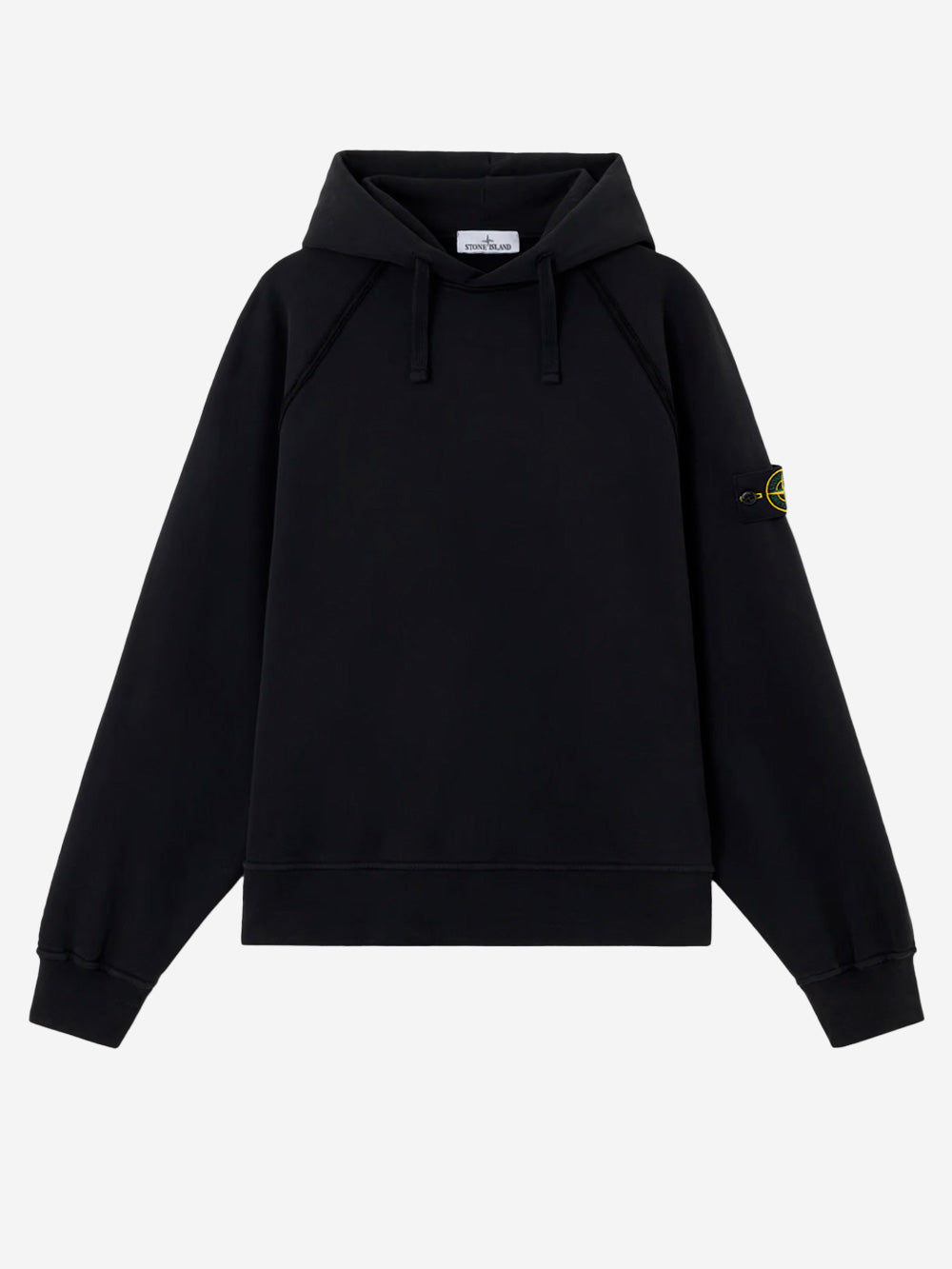 Оригінальна Black Cotton Gauzed Hoodie With Badge Stone island – боковий вид