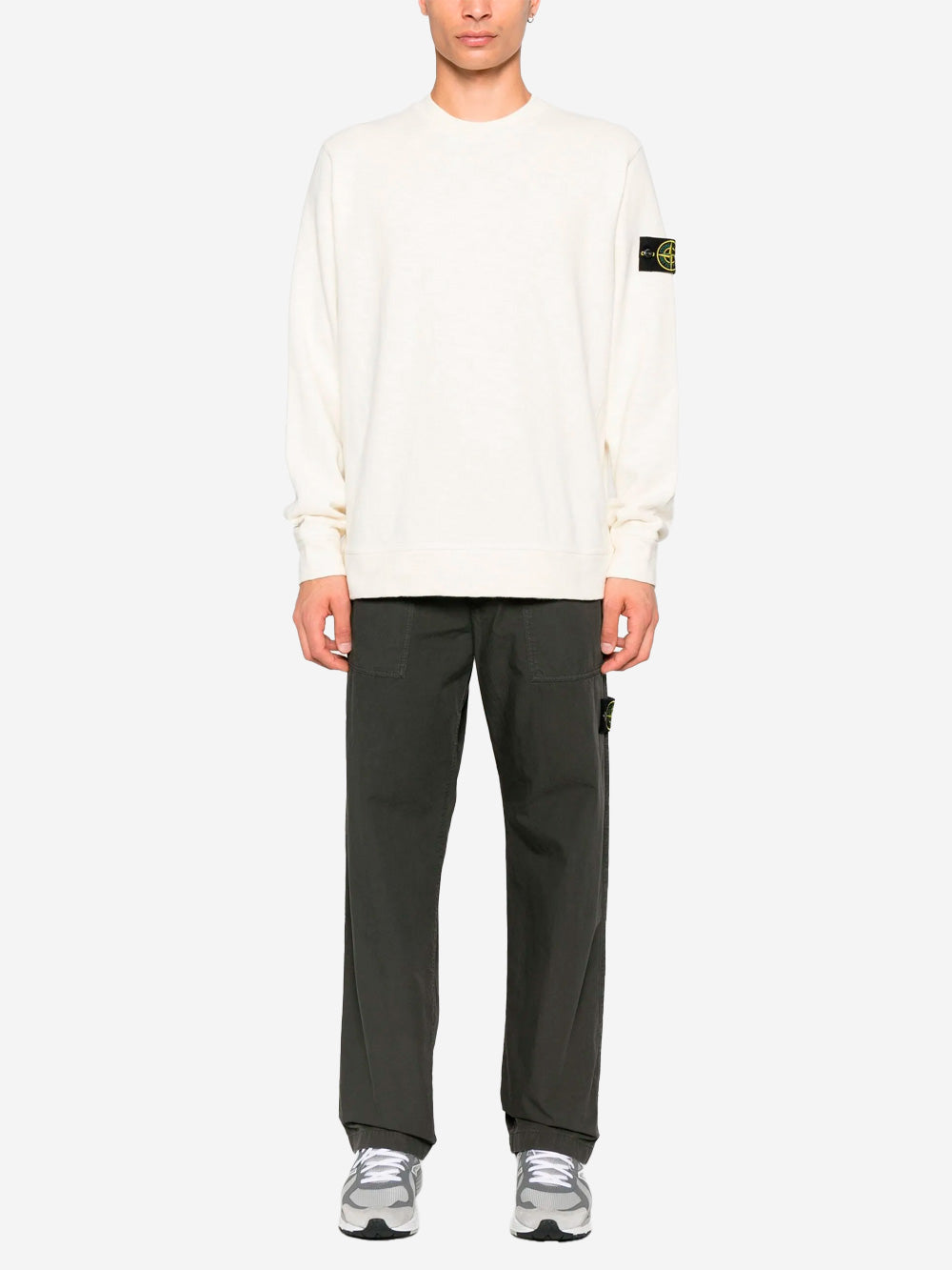 Vanisé Gauzed Cream Crewneck Sweatshirt With Inlays And Compass Badge Stone island оригінал – Купити в Україні – вид ззаду