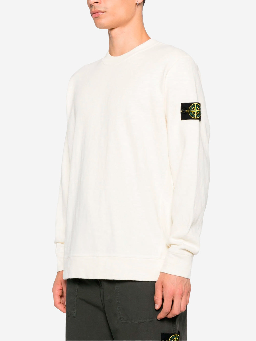 Vanisé Gauzed Cream Crewneck Sweatshirt With Inlays And Compass Badge Stone island оригінал – Купити в Україні – детальний вид