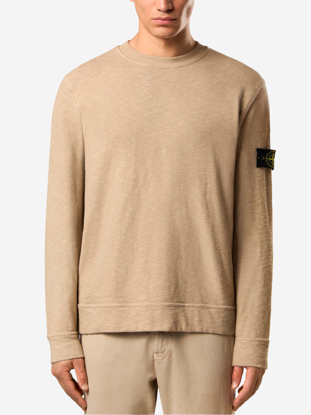 Beige Gauze Vanisé Gauze Crewneck Sweatshirt With Inlays And Compass Badge Stone island – Гарантія оригінальності – детальний вид