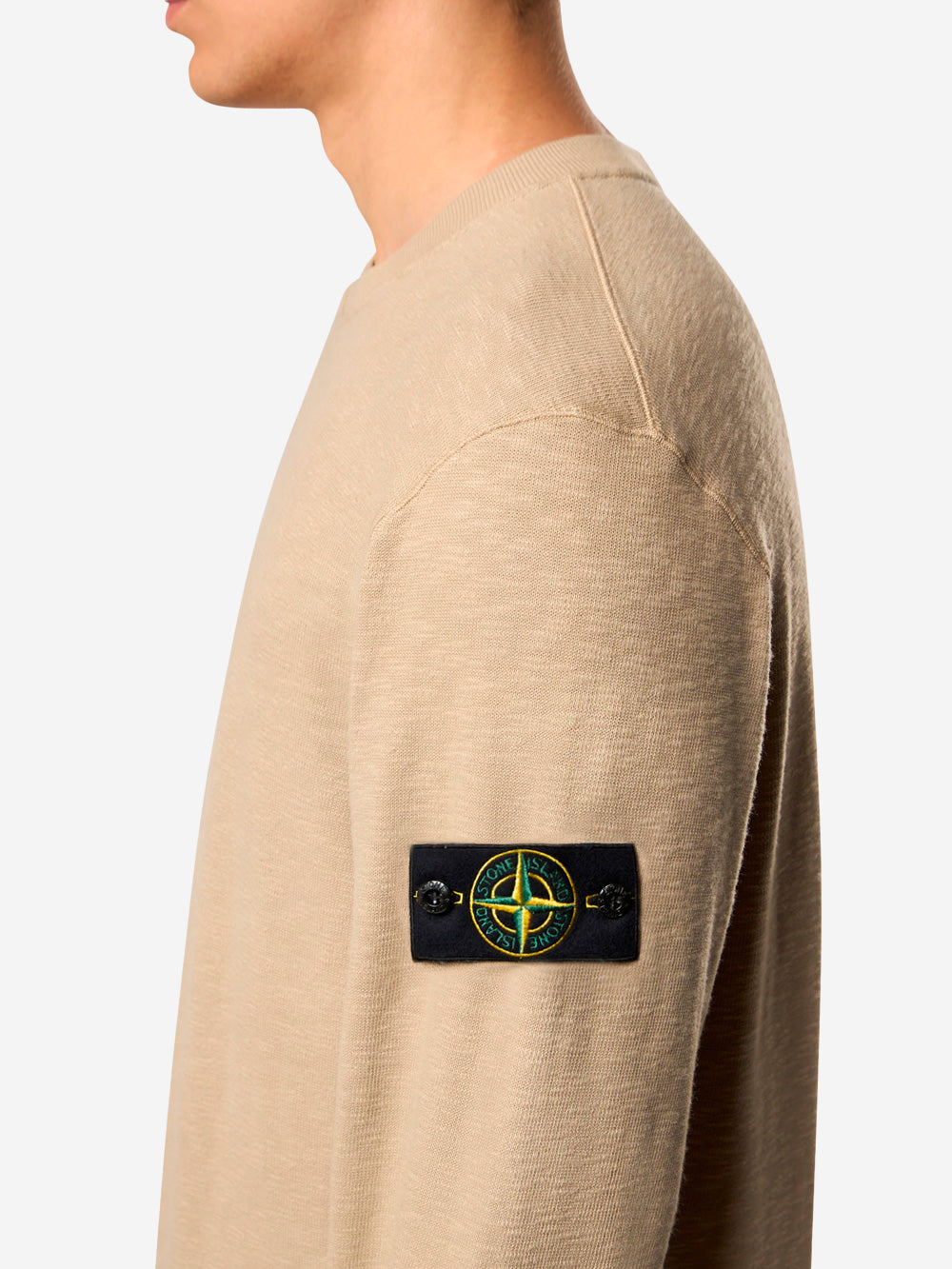 Beige Gauze Vanisé Gauze Crewneck Sweatshirt With Inlays And Compass Badge Stone island – Гарантія оригінальності – збільшений вид