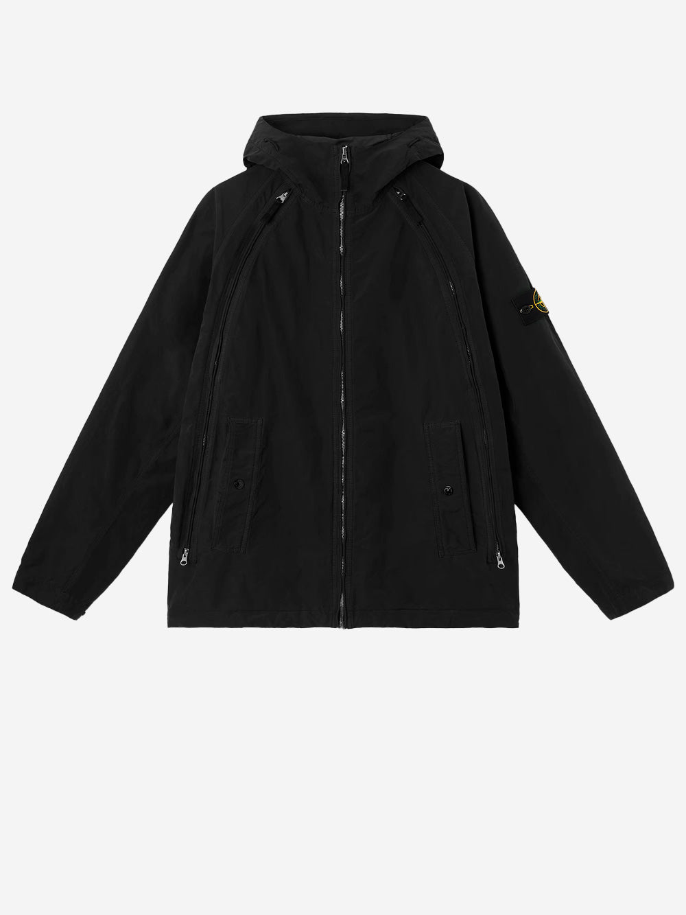 Оригінальна Lightweight Black David Jacket With Hood And Drip Proof Stone island – боковий вид