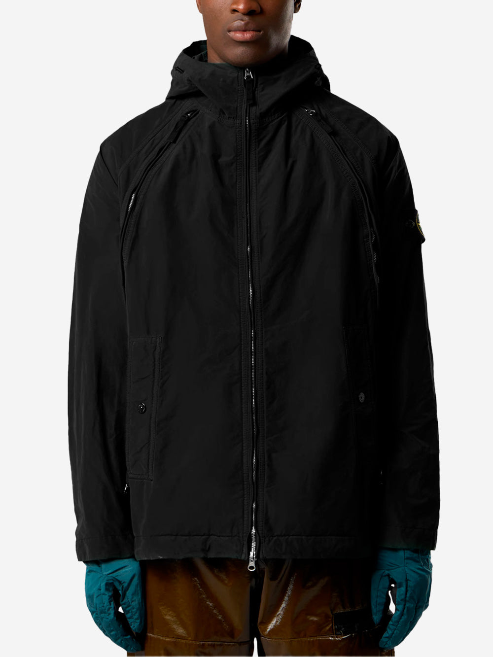 Оригінальна Lightweight Black David Jacket With Hood And Drip Proof Stone island – детальний вид