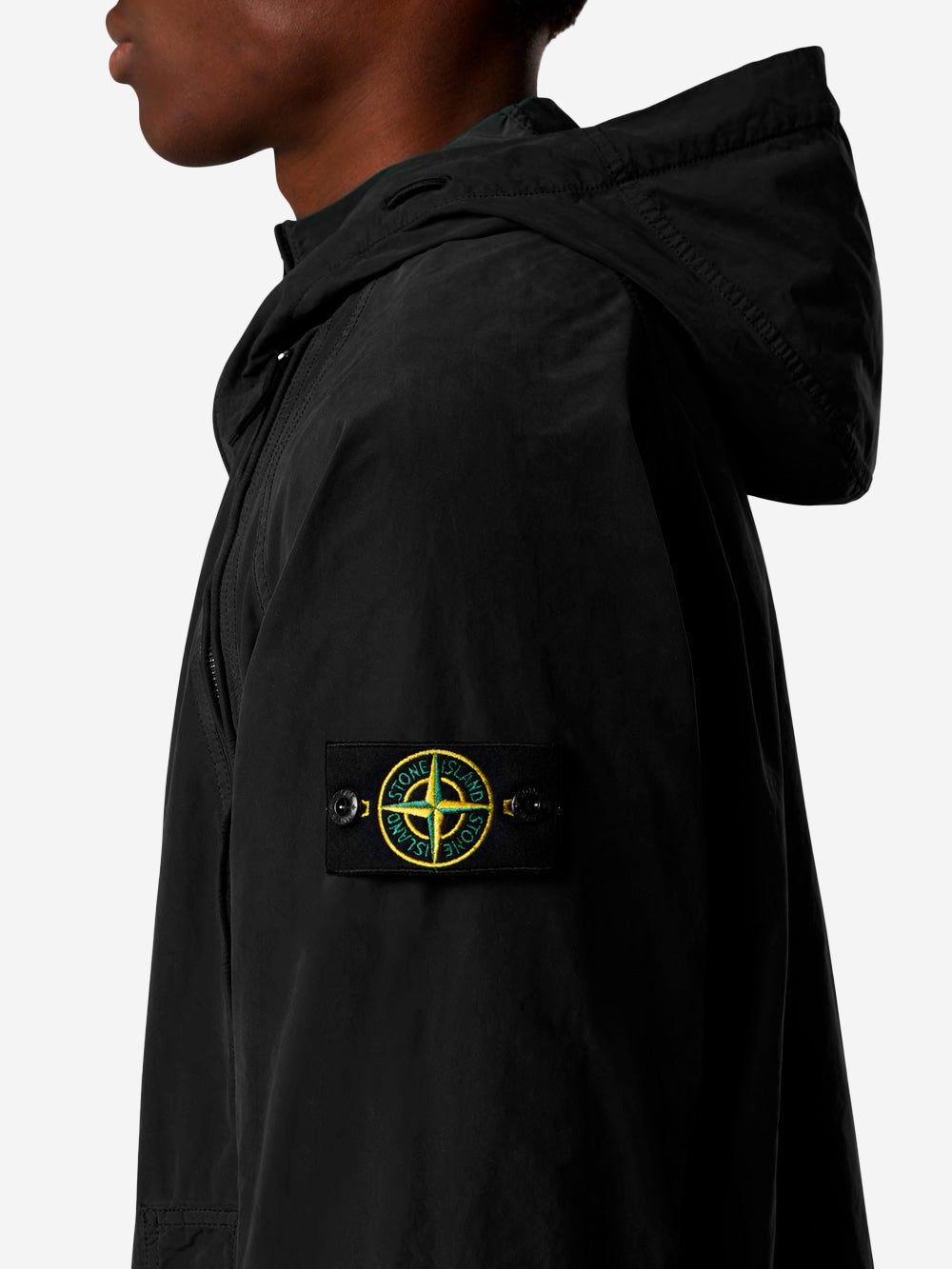 Оригінальна Lightweight Black David Jacket With Hood And Drip Proof Stone island – збільшений вид