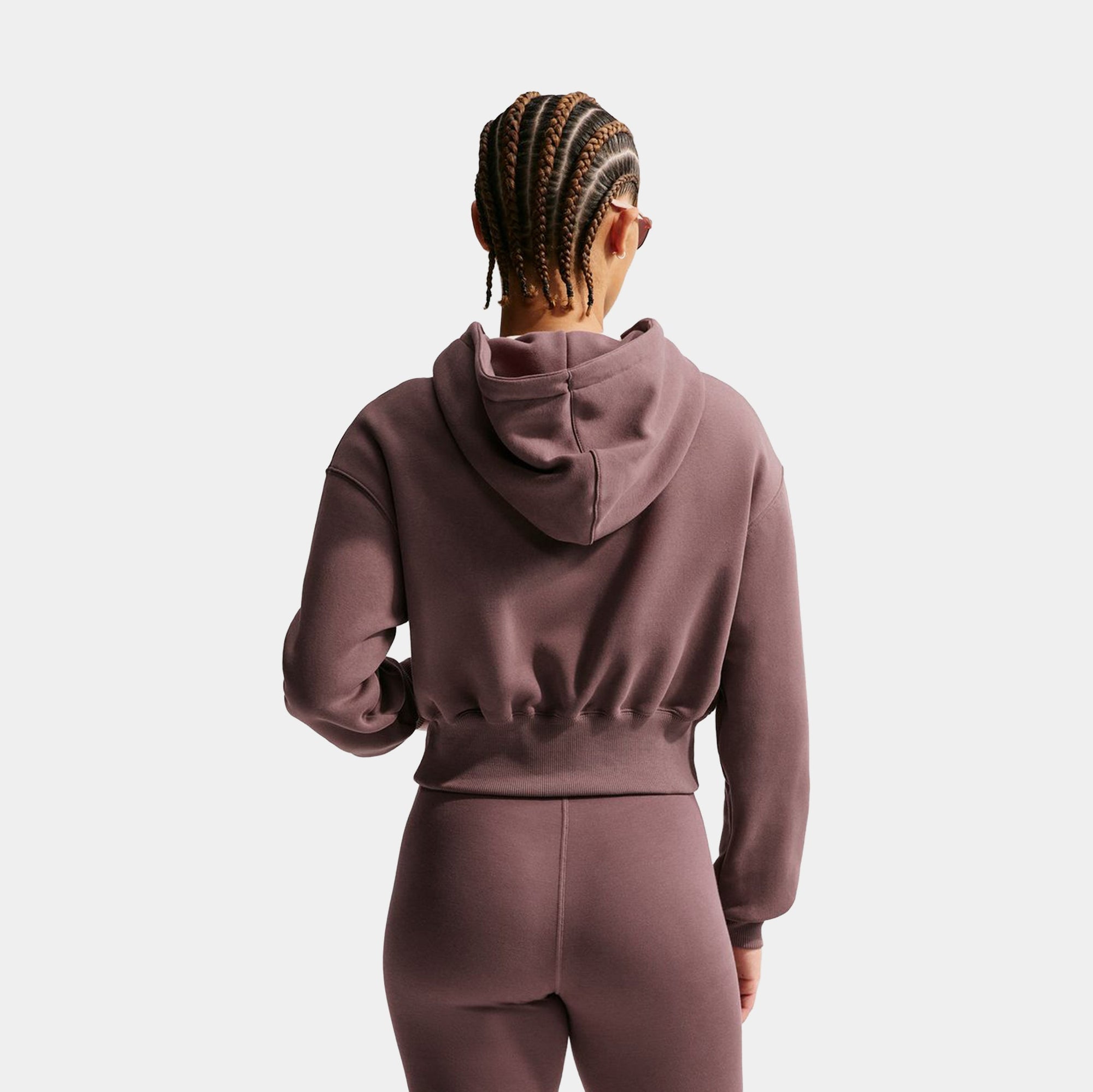 Nsw Phoenix Fleece Loose Full Zip Cropped Womens Hoodie Nike оригінал – Купити в Україні – вид ззаду - NIKE