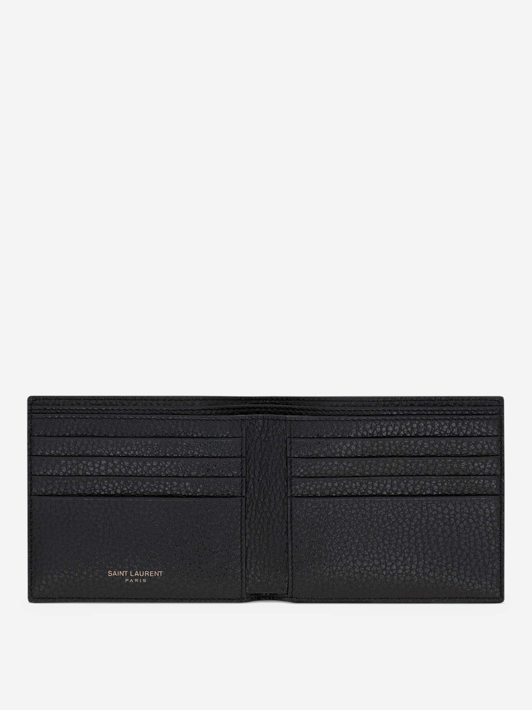 Оригінальна Logo Grained Leather Wallet Saint laurent – вид ззаду