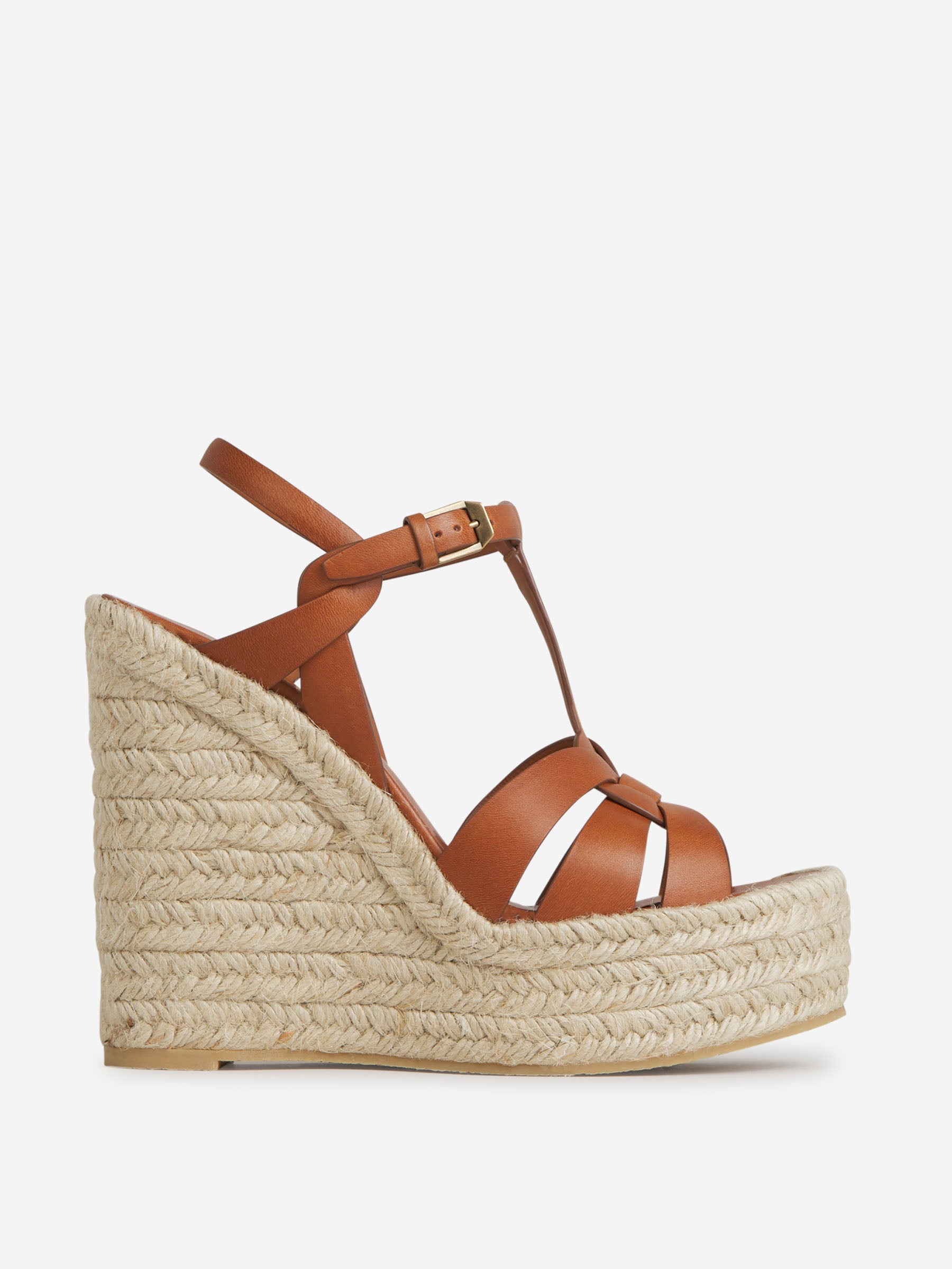 Leather Raffia Espadrilles Saint laurent – Гарантія оригінальності – боковий вид