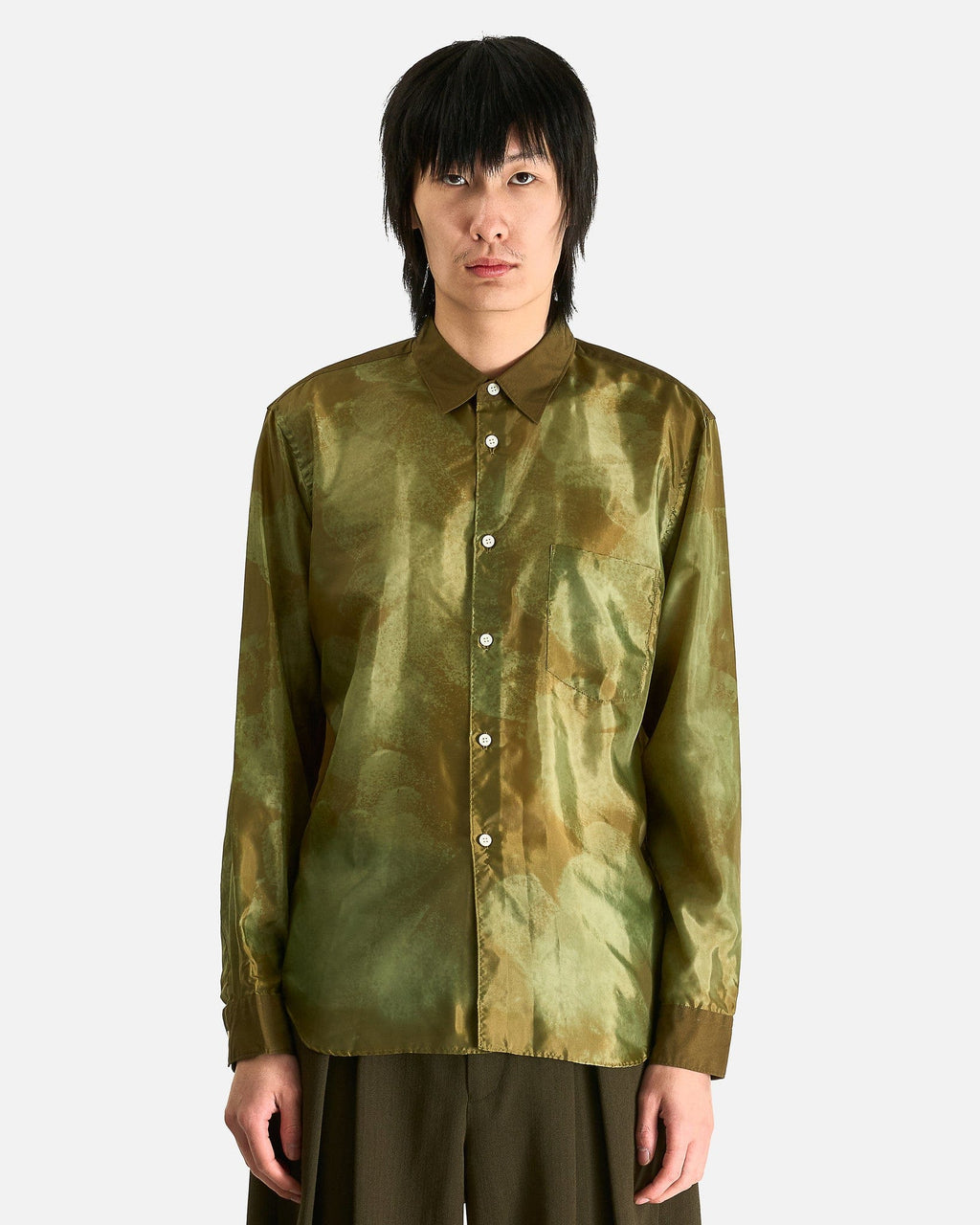 Abstract Button Up Shirt In Khaki Comme des garcons – Гарантія оригінальності – боковий вид
