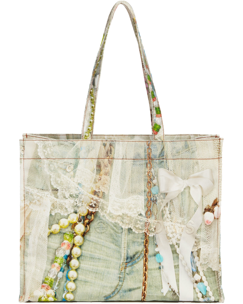 Оригінальна Multicolor Trompe Loeil Denim Effect Tote Acne studios