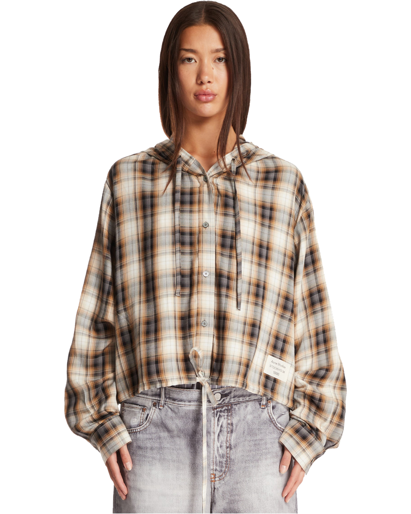 Beige Checkered Hoodie Shirt Jacket Acne studios оригінал – Купити в Україні
