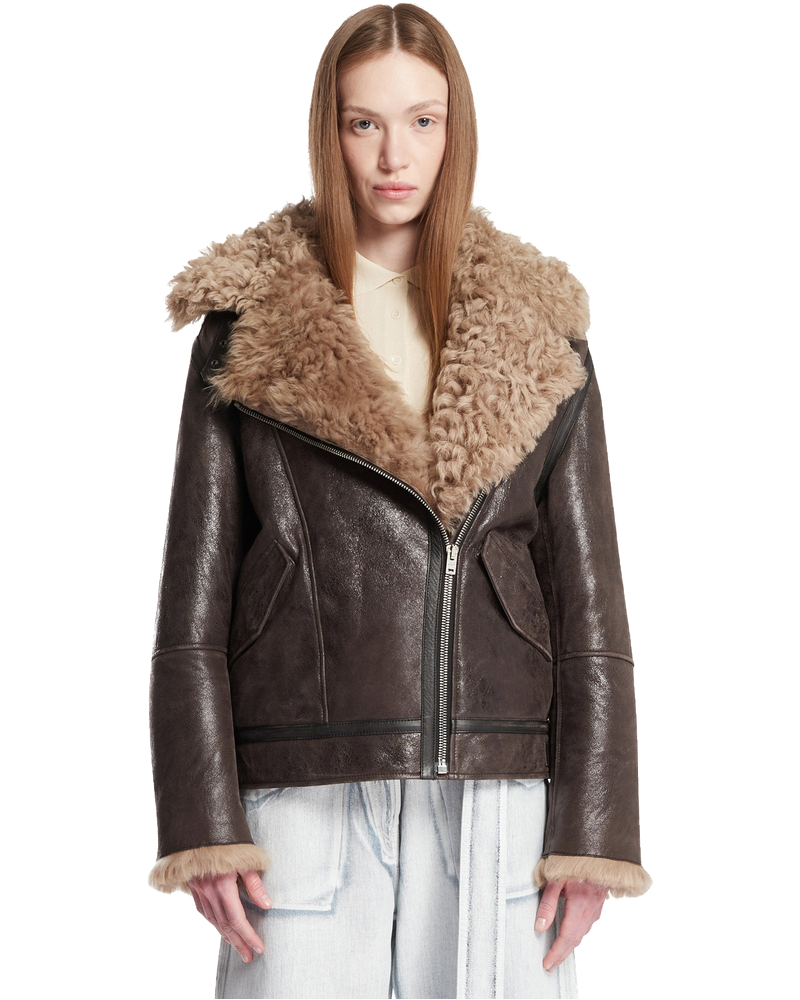 Brown Leather Shearling Jacket Acne studios – Гарантія оригінальності