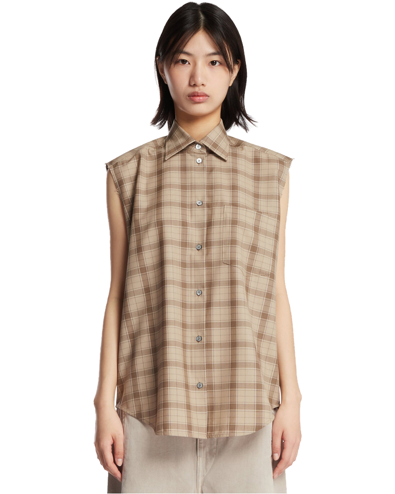 Оригінальна Beige Checked Sleeveless Shirt Acne studios